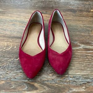 Red suede flats